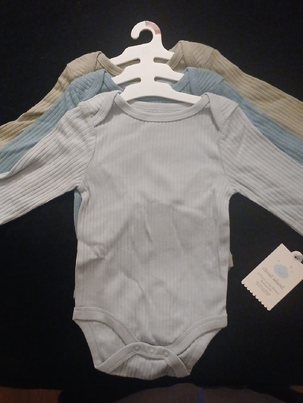 New Cloud Island 3 pack Long Sleeve baby bodysuits